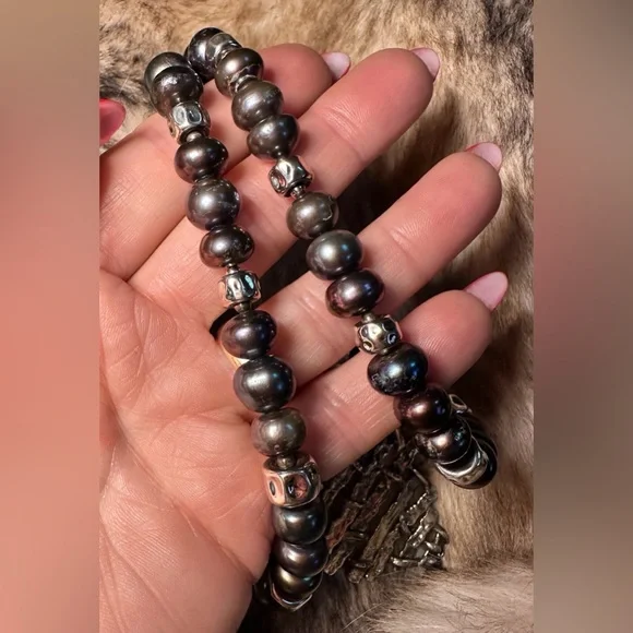 Tahitian Peacock Pearl & Tel Aviv Sterling Silver Medallion Necklace